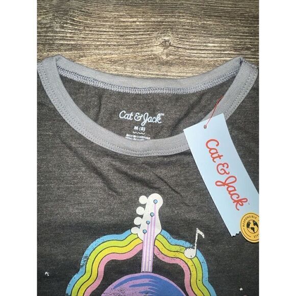 Boys' Short Sleeve 'Retro Soul' Ringer T-Shirt - Cat & Jack Gray Medium. 4 - Picture 3 of 4